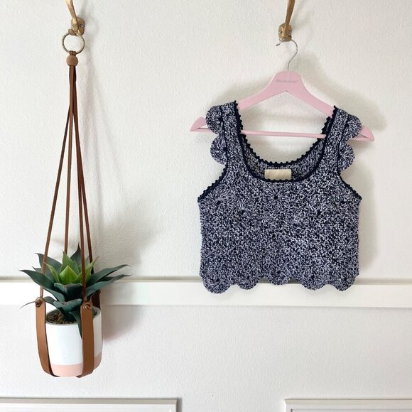 Chufy Blue Crochet Knit Cropped Top Size S - Picture 1 of 3